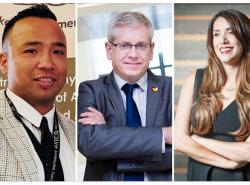 Jason Rasevych, Charlie Angus and Denise Williams.