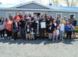 Community gathers outside Beaverhouse Nation band office.