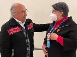 Francisco Calí Tzay, special rapporteur on the rights of Indigenous Peoples, with Assembly of First Nations National Chief RoseAnne Archibald.